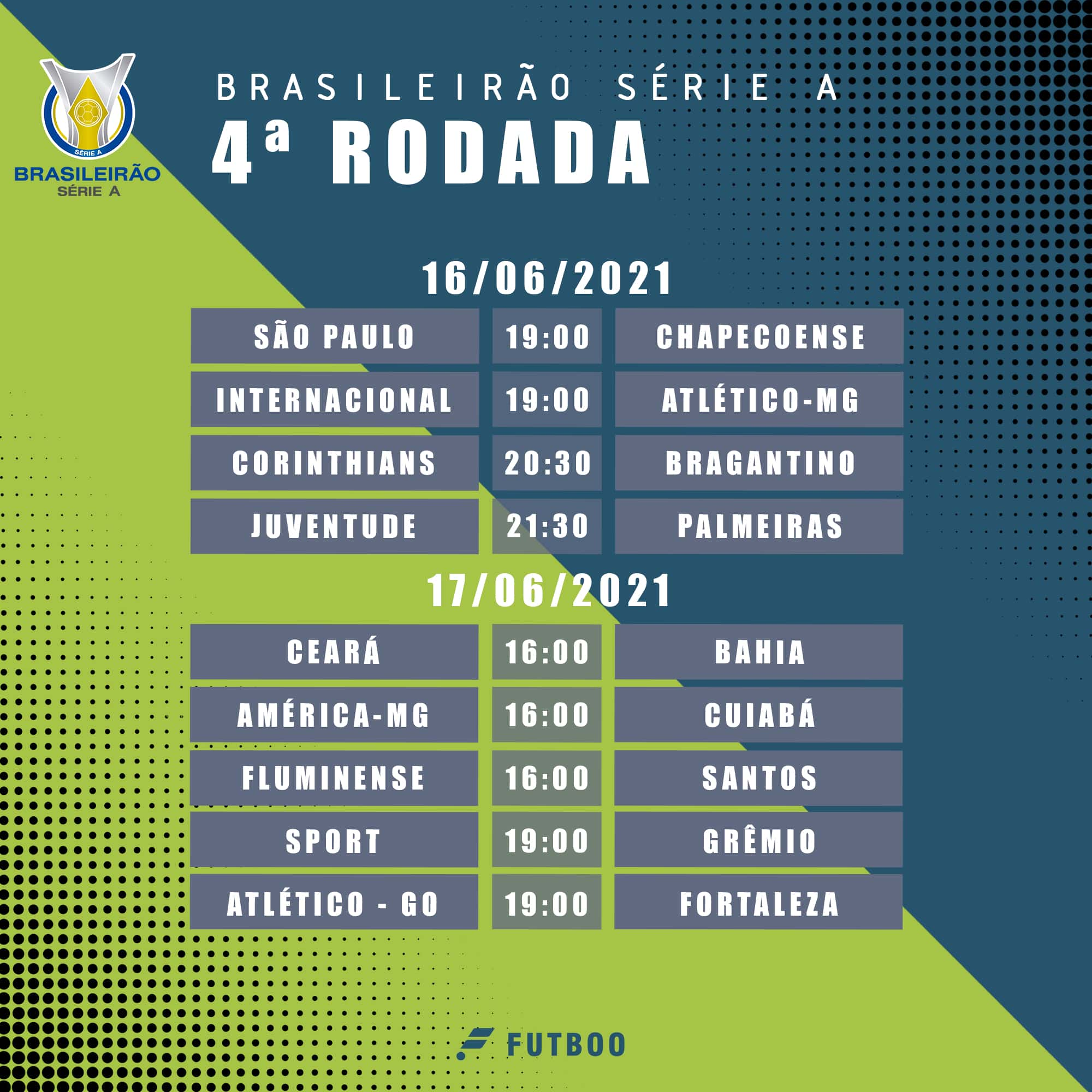 Campeonato Brasileiro 2021: relação completa de jogos da quarta