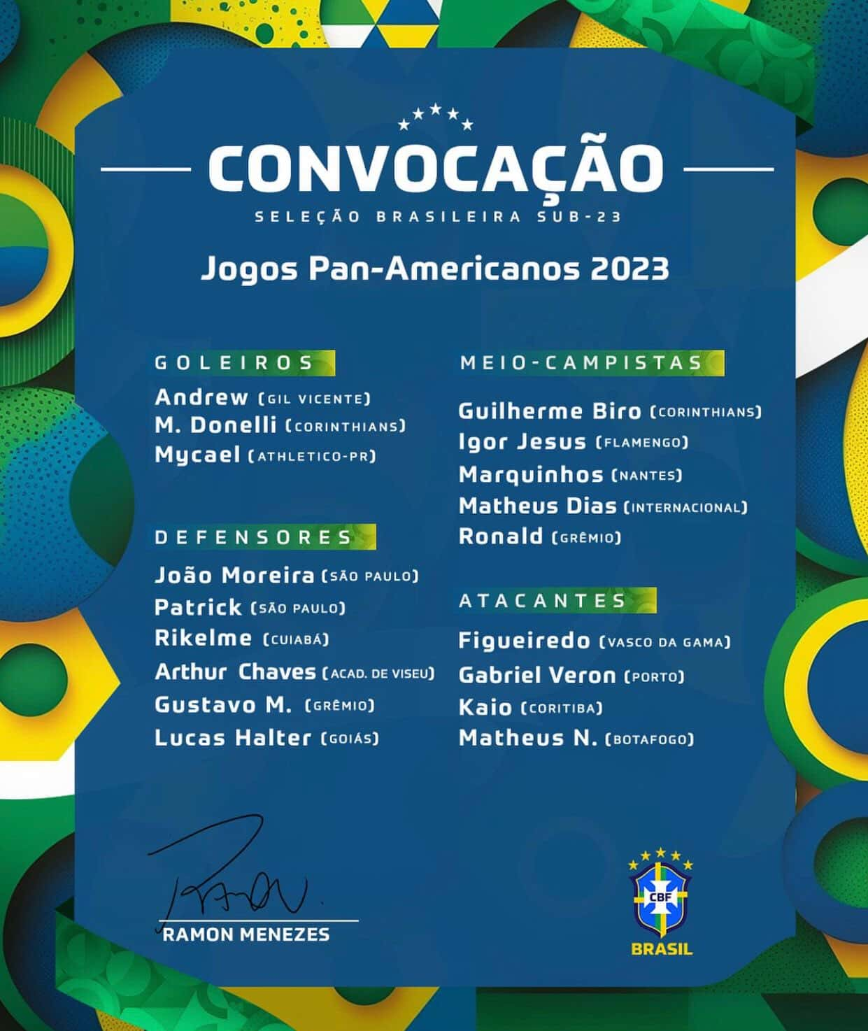 Jogos Pan-Americanos: confira convocação da seleção brasileira de futebol -  Folha PE