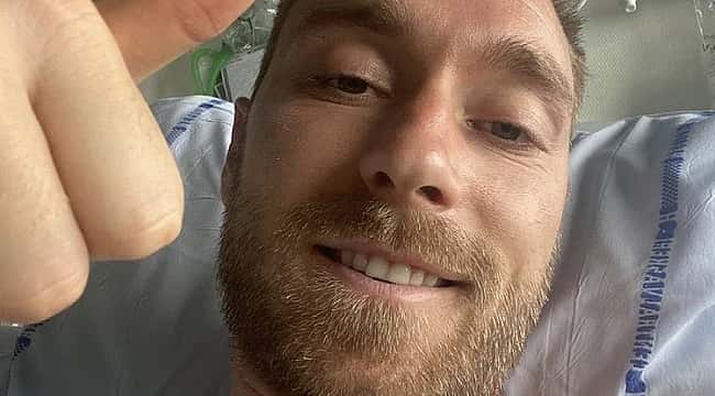 Christian Eriksen posta foto no hospital e tranquiliza: "Estou bem"