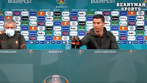 VÍDEO: Em coletiva de imprensa, Cristiano Ronaldo se irrita com refrigerantes: "Bebam água"
