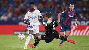 La Liga: Vinícius Júnior marca duas vezes, e evita derrota do Real Madrid para o Levante