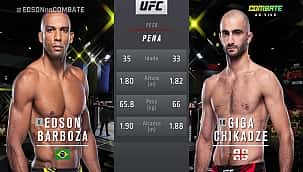 UFC Vegas 35: Com trocação afiada, Giga Chikadze nocauteia Edson Barboza; confira os resultados